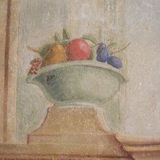 16. Duchcov zámek 2013-2014, menší salonek. Detail zátiší, stav po rekonstr